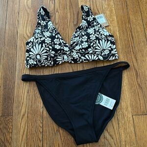 Boden Black and White Floral Bikini